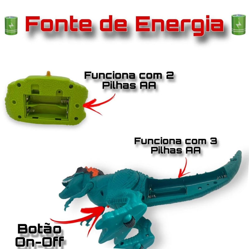 Dinossauro de Controle Remoto | Luz, Som e Fumaça